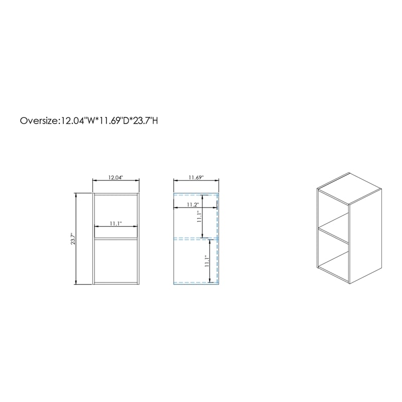 Furniture of America Seni Stackable Wood 2-Cube Bookcase in Light Blue
