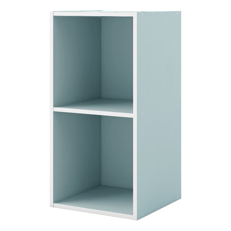 Furniture of America Seni Stackable Wood 2-Cube Bookcase in Light Blue