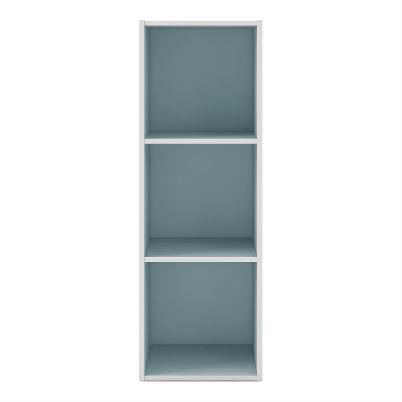 Furniture of America Seni Stackable Wood 3-Cube Bookcase in Light Blue