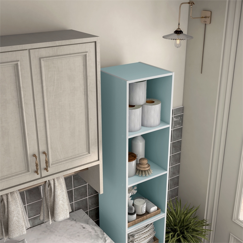 Furniture of America Seni Stackable Wood 3-Cube Bookcase in Light Blue