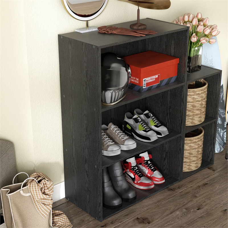 Furniture of America Seni Stackable Wood 3-Shelf Bookcase in Black