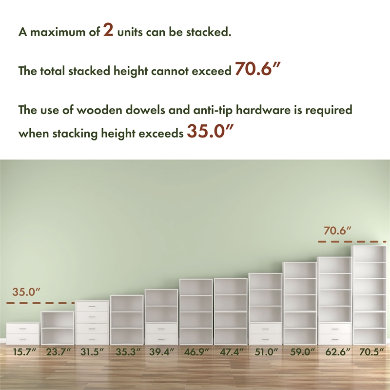 Furniture of America Seni Stackable Wood 3-Shelf Bookcase in Black