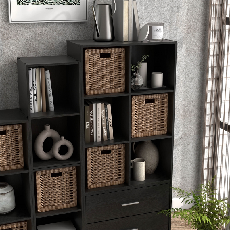 Furniture of America Seni Stackable Wood 6-Cube Bookcase in Black