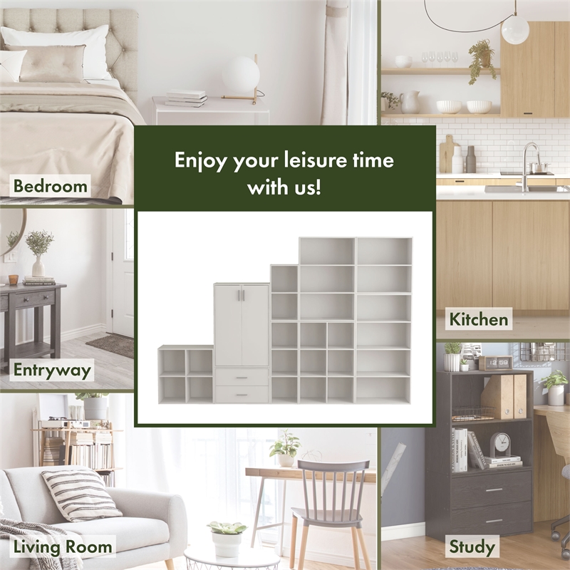 Furniture of America Seni Stackable Wood 3-Shelf Bookcase in Gray