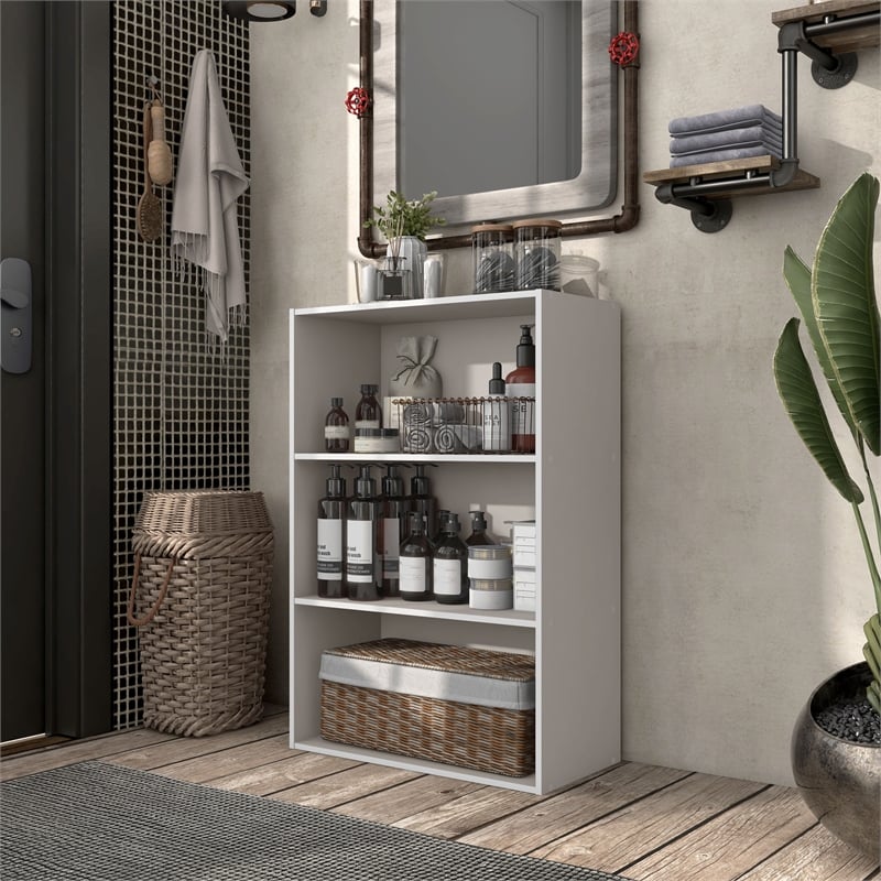 Furniture of America Seni Stackable Wood 3-Shelf Bookcase in Gray