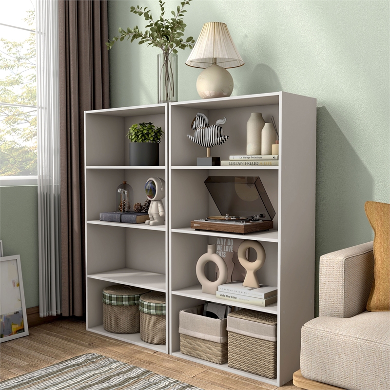Furniture of America Seni Stackable Wood 4-Shelf Bookcase in Gray