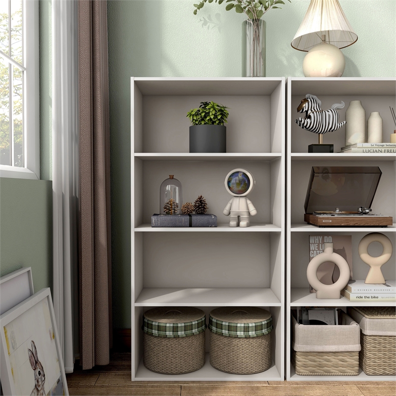 Furniture of America Seni Stackable Wood 4-Shelf Bookcase in Gray