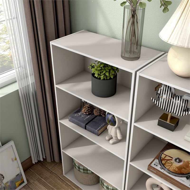 Furniture of America Seni Stackable Wood 4-Shelf Bookcase in Gray