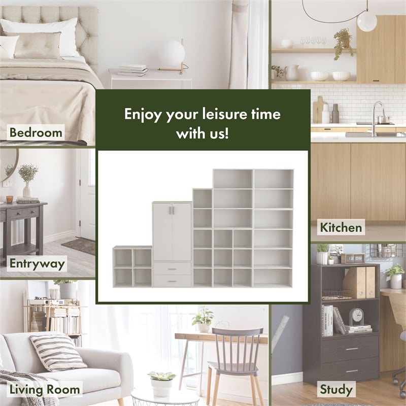 Furniture of America Seni Stackable Wood 4-Cube Bookcase in Gray