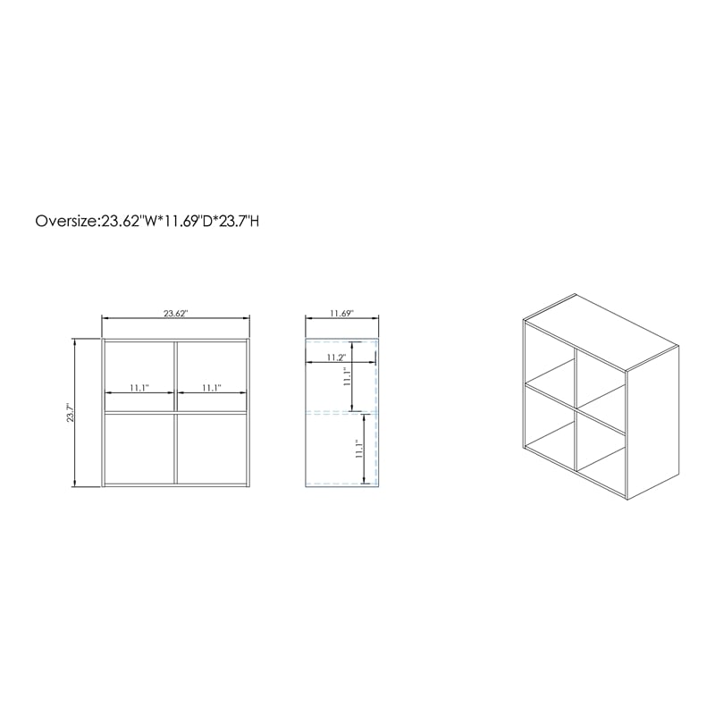 Furniture of America Seni Stackable Wood 4-Cube Bookcase in Gray