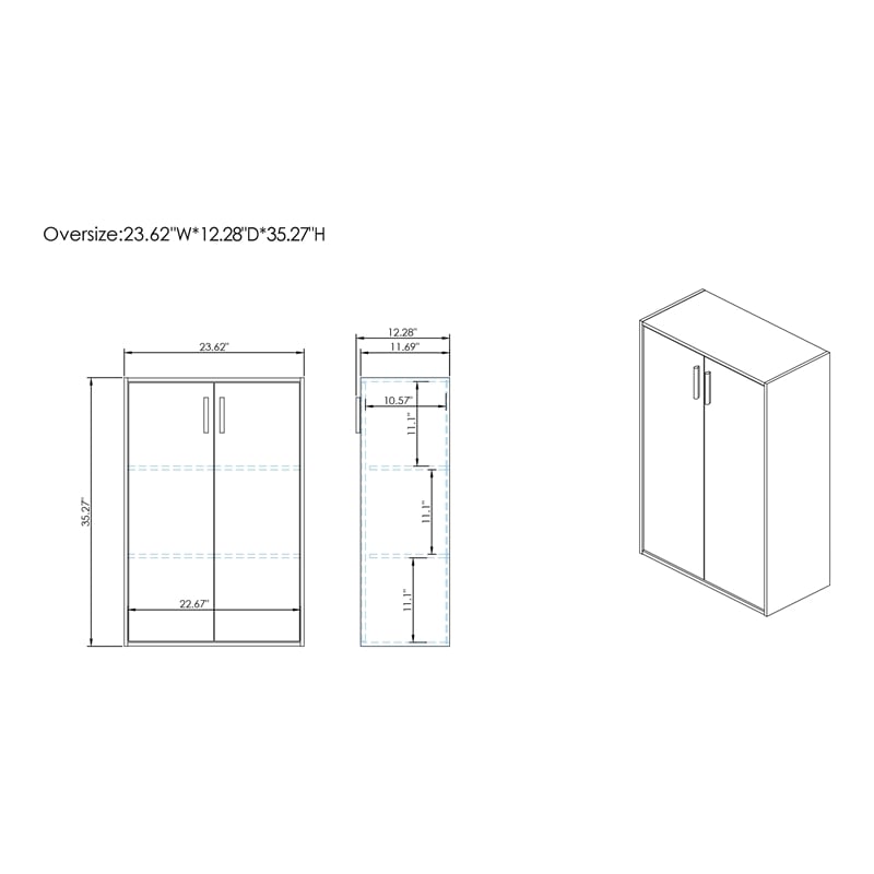 Furniture of America Seni Stackable Wood 3-Shelf Gray Bookcase with Door