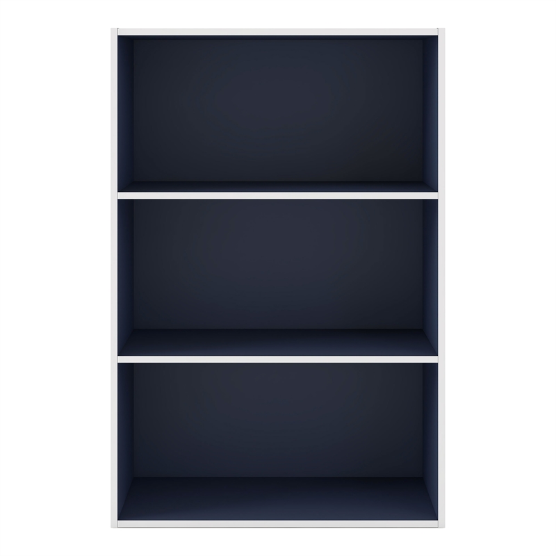 Furniture of America Seni Stackable Wood 3-Shelf Bookcase in Steel Blue