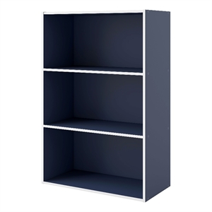 Furniture of America Seni Stackable Wood 3-Shelf Bookcase in Steel Blue