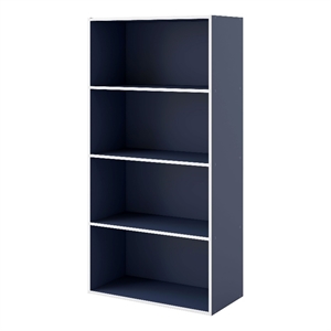 Furniture of America Seni Stackable Wood 4-Shelf Bookcase in Steel Blue