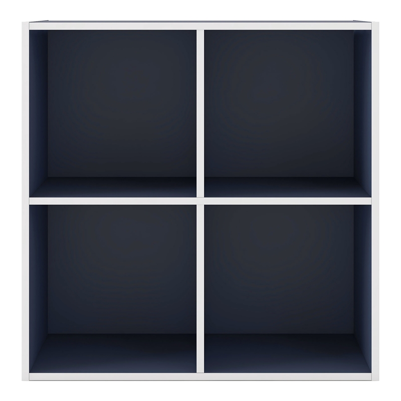 Furniture of America Seni Stackable Wood 4-Cube Bookcase in Steel Blue