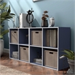 Furniture of America Seni Stackable Wood 4-Cube Bookcase in Steel Blue