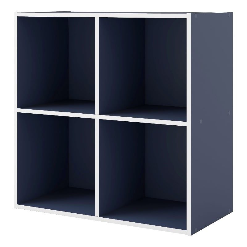 Furniture of America Seni Stackable Wood 4-Cube Bookcase in Steel Blue