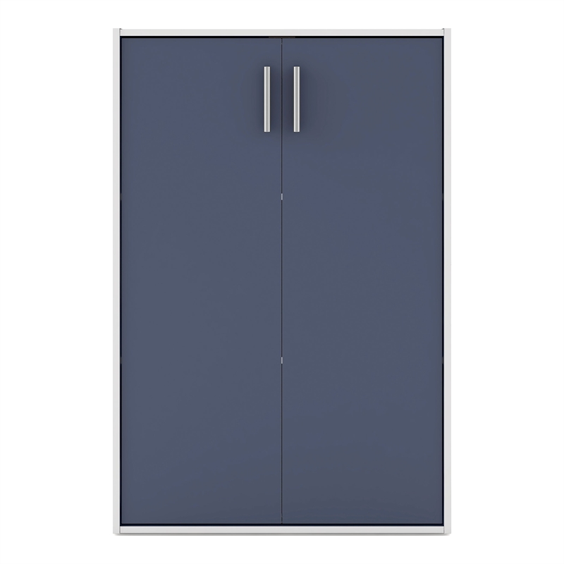 Furniture of America Seni Stackable Wood 3-Shelf Steel Blue Bookcase with Door