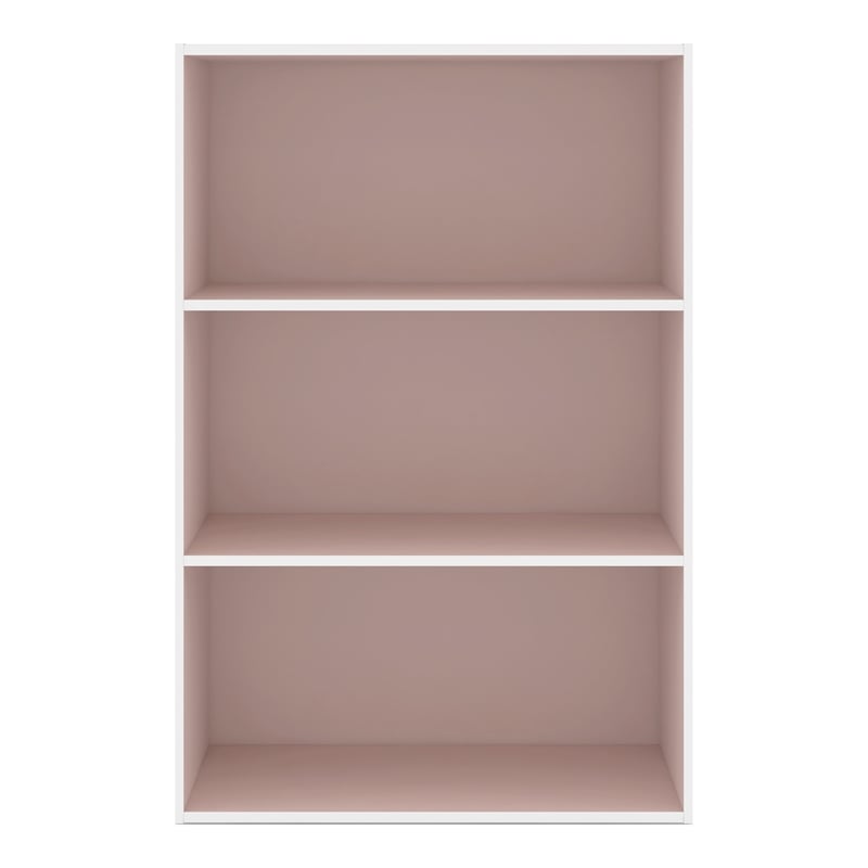 Furniture of America Seni Stackable Wood 3-Shelf Bookcase in Light Pink