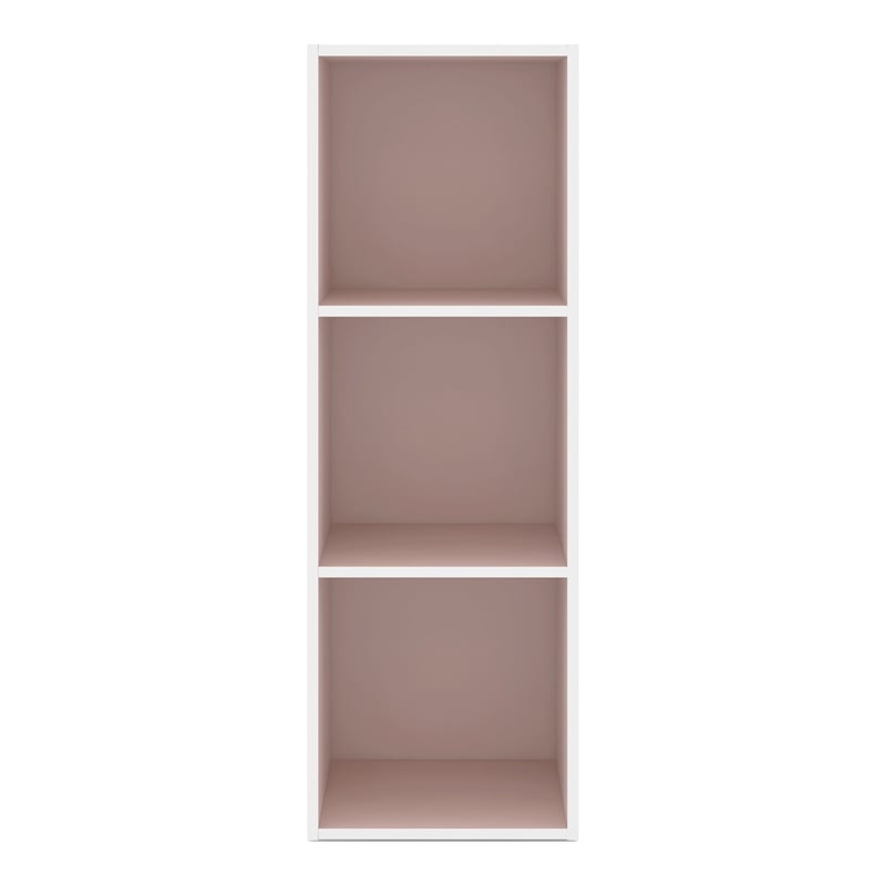 Furniture of America Seni Stackable Wood 3-Cube Bookcase in Light Pink
