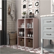 Furniture of America Seni Stackable Wood 3-Cube Bookcase in Light Pink