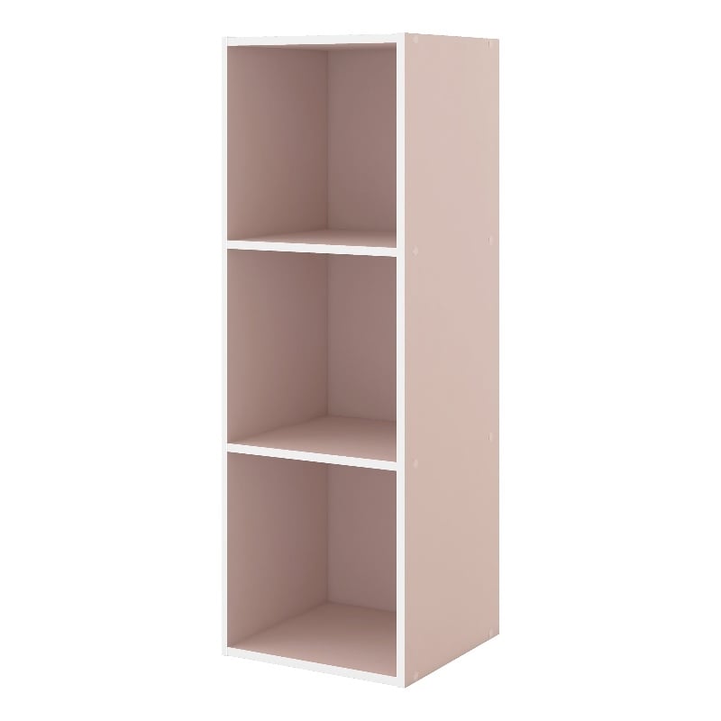 Furniture of America Seni Stackable Wood 3-Cube Bookcase in Light Pink