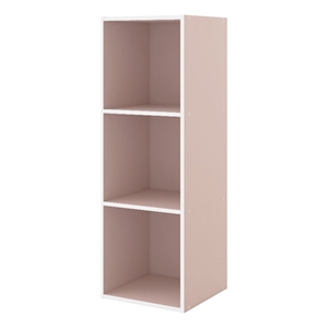 Furniture of America Seni Stackable Wood 3-Cube Bookcase in Light Pink