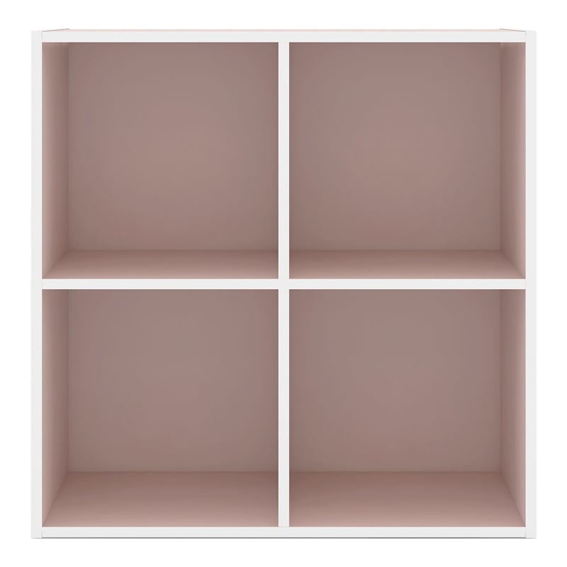 Furniture of America Seni Stackable Wood 4-Cube Bookcase in Light Pink