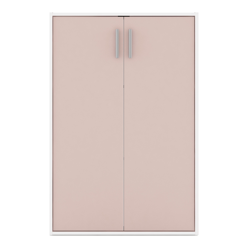 Furniture of America Seni Stackable Wood 3-Shelf Light Pink Bookcase with Door