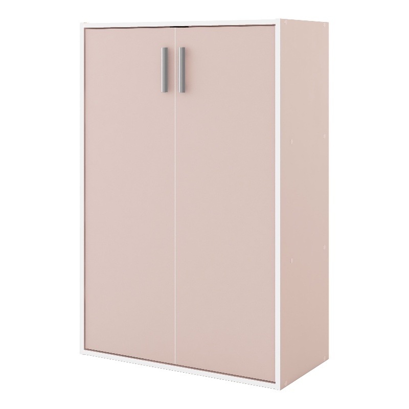 Furniture of America Seni Stackable Wood 3-Shelf Light Pink Bookcase with Door