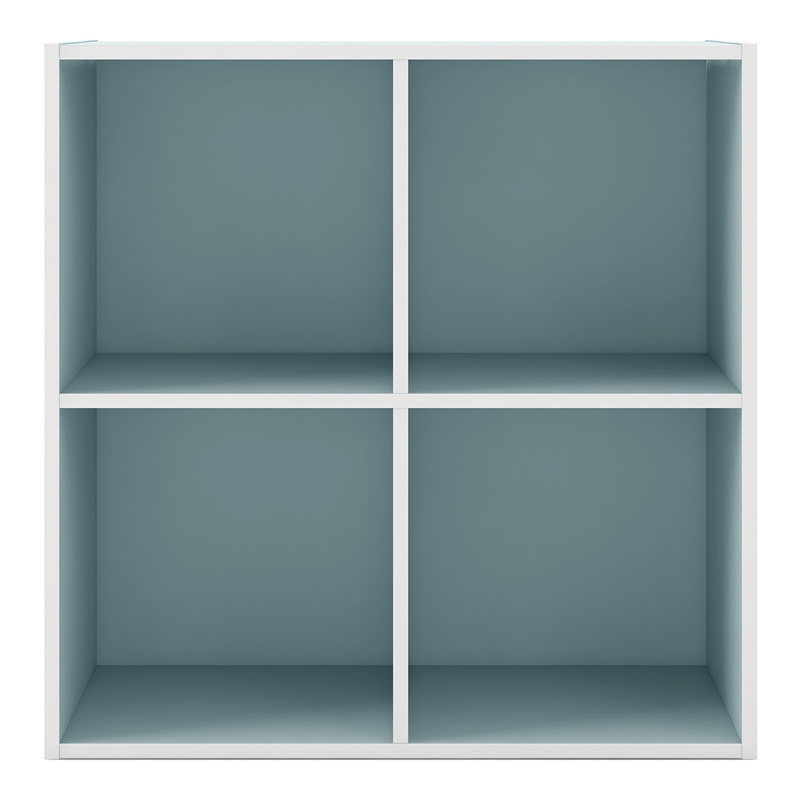 Furniture of America Seni Stackable Wood 4-Cube Bookcase in Light Blue