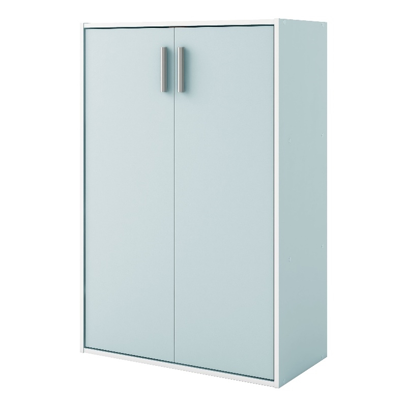 Furniture of America Seni Stackable Wood 3-Shelf Light Blue Bookcase with Door