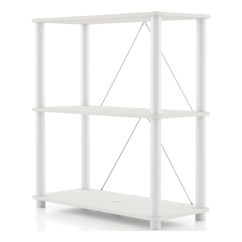 Furniture of America Seni 3-Tier 27-Inch Shelves Wood Open Bookcase in White