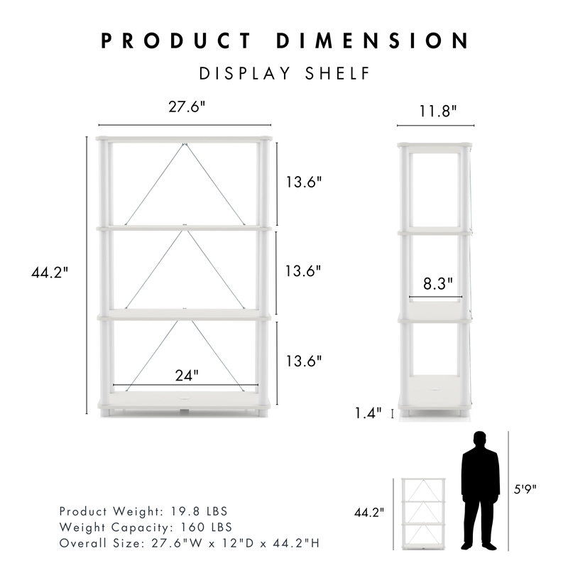 Furniture of America Seni 4-Tier 27-Inch Shelves Wood Open Bookcase in White