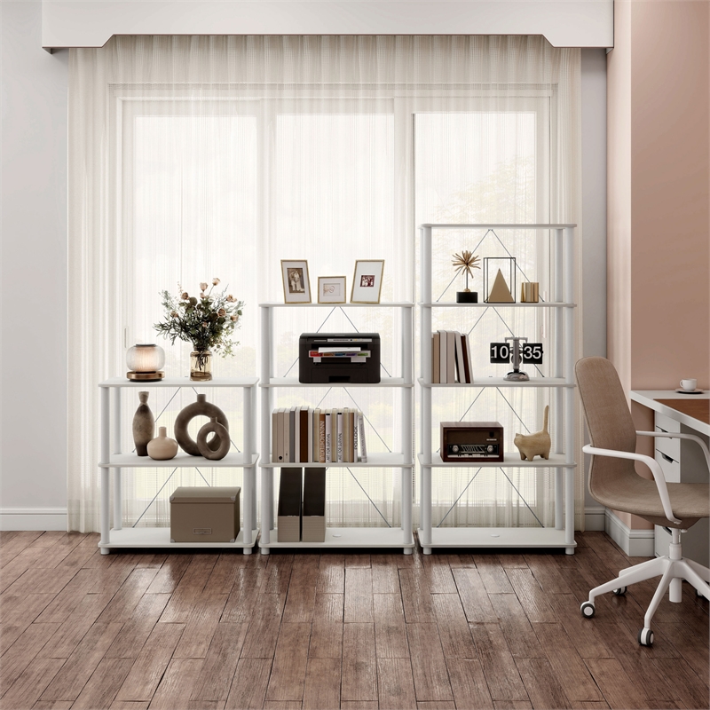 Furniture of America Seni 4-Tier 27-Inch Shelves Wood Open Bookcase in White