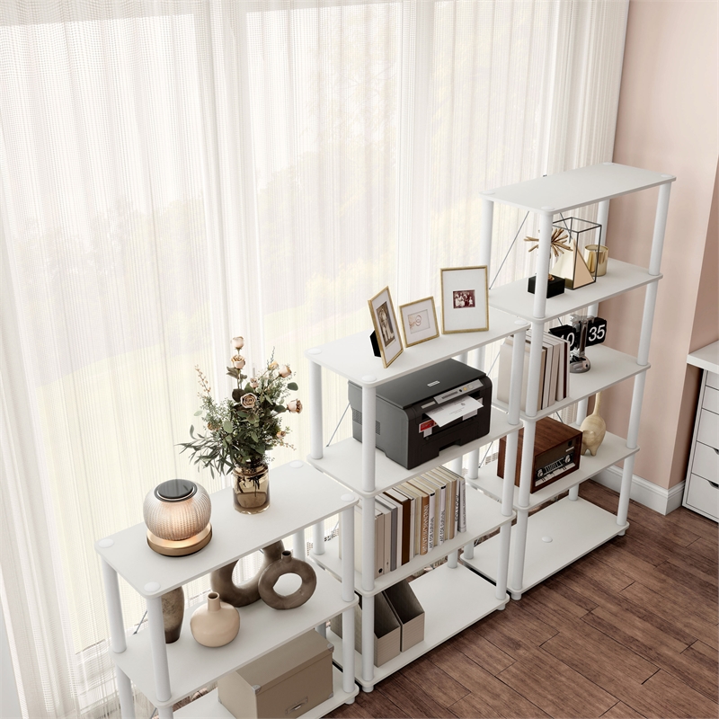 Furniture of America Seni 4-Tier 27-Inch Shelves Wood Open Bookcase in White