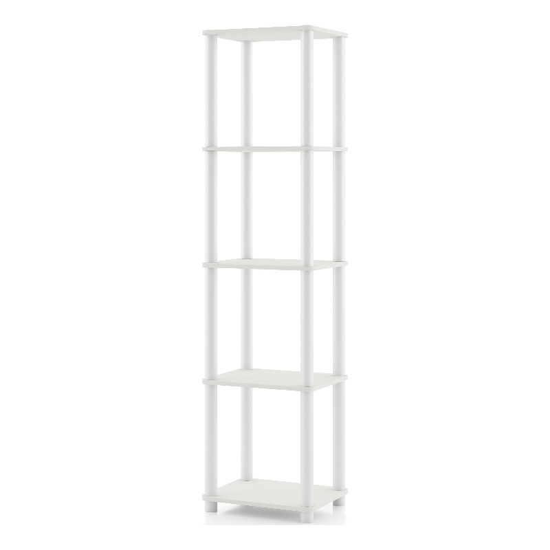 Furniture of America Seni 5-Tier 15-Inch Shelves Wood Open Bookcase in White