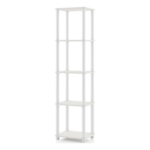 Furniture of America Seni 5-Tier 15-Inch Shelves Wood Open Bookcase in White