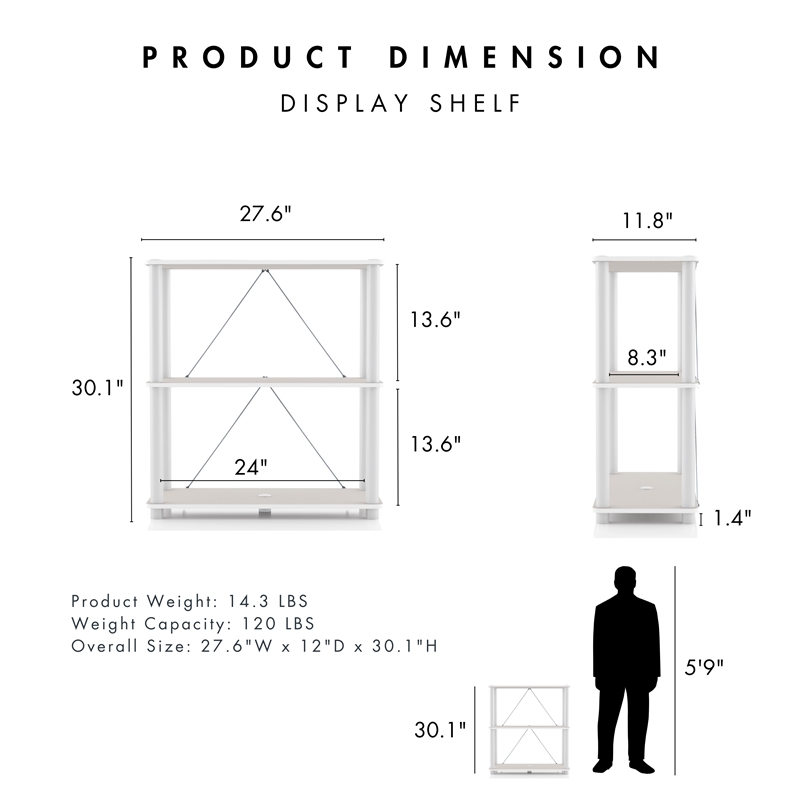 Furniture of America Seni 3-Tier 27-Inch Shelves Wood Open Bookcase in Gray