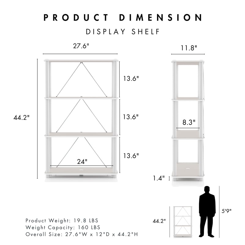 Furniture of America Seni 4-Tier 27-Inch Shelves Wood Open Bookcase in Gray