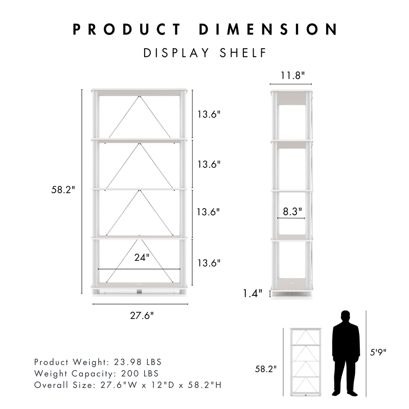 Furniture of America Seni 5-Tier 27-Inch Shelves Wood Open Bookcase in Gray