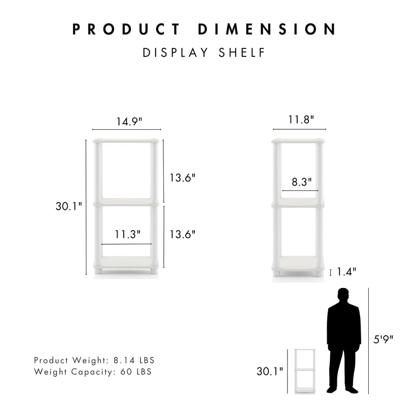 Furniture of America Seni 3-Tier 15-Inch Shelves Wood Open Bookcase in White