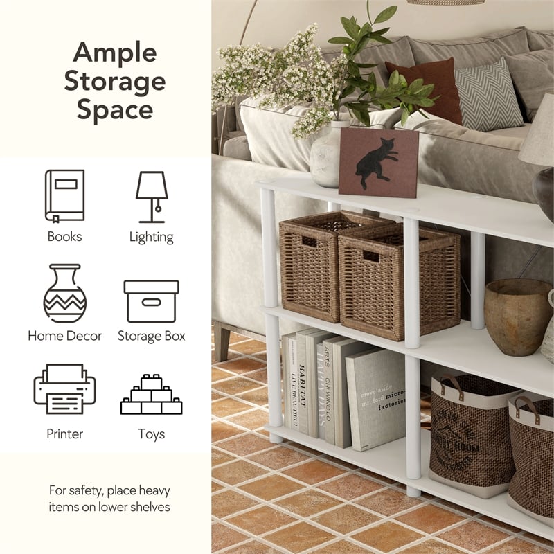 Furniture of America Seni 3-Tier 15-Inch Shelves Wood Open Bookcase in White