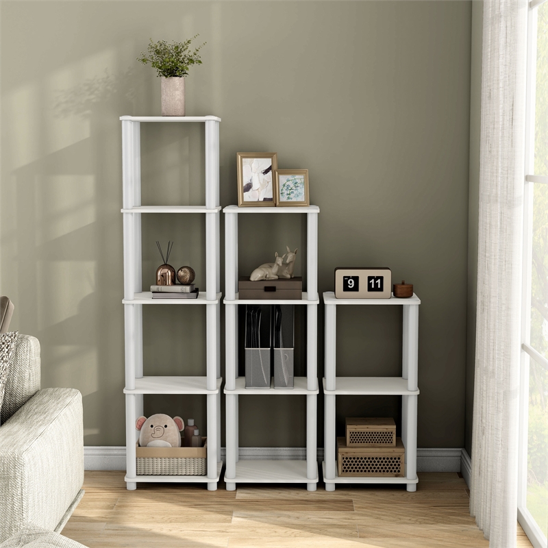 Furniture of America Seni 4-Tier 15-Inch Shelves Wood Open Bookcase in White