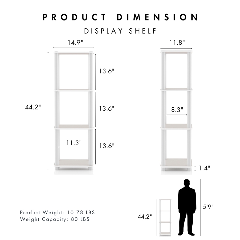 Furniture of America Seni 4-Tier 15-Inch Shelves Wood Open Bookcase in Gray