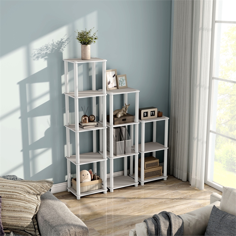 Furniture of America Seni 4-Tier 15-Inch Shelves Wood Open Bookcase in Gray