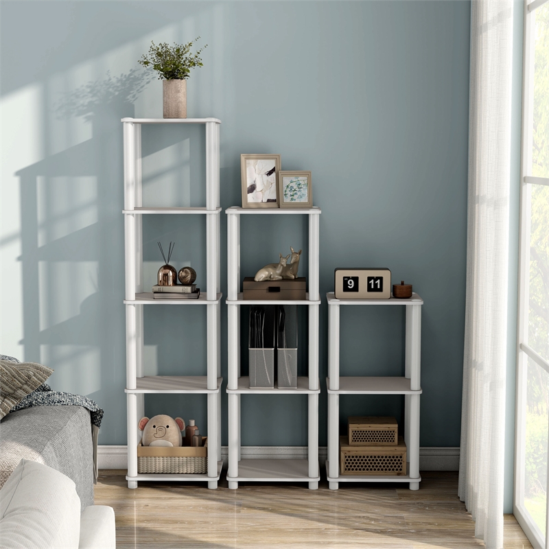 Furniture of America Seni 4-Tier 15-Inch Shelves Wood Open Bookcase in Gray