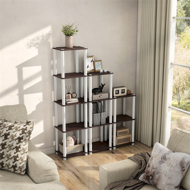Furniture of America Seni 3-Tier 15-Inch Shelves Wood Open Bookcase in Espresso