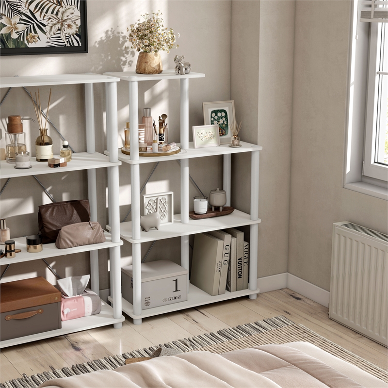 Furniture of America Seni 5-Cube Shelves Wood Open Bookcase in White