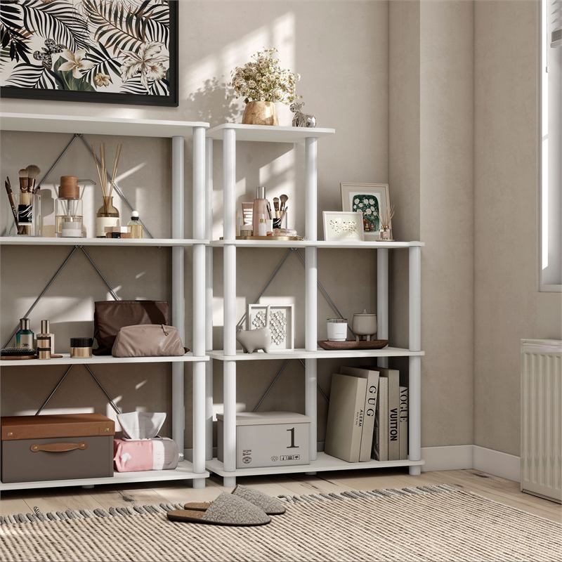 Furniture of America Seni 5-Cube Shelves Wood Open Bookcase in White